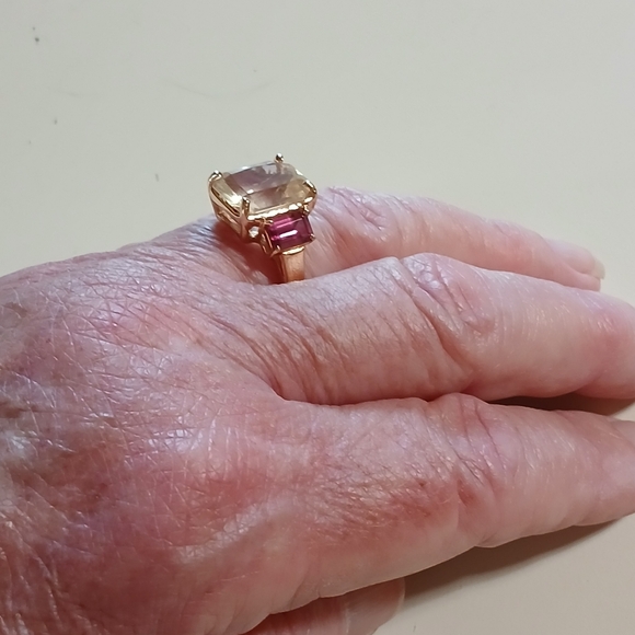 🌟14k Yellow Gold Beryl & Pink Tourmaline Ring🌟 - Picture 11 of 16